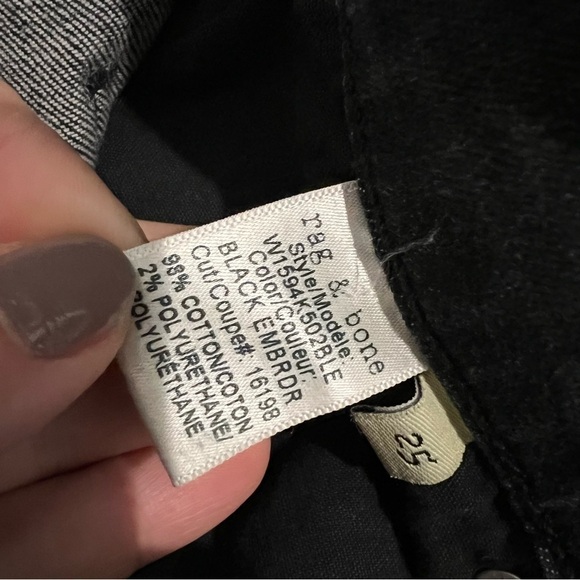 Rag & Bone 10 inch Crop Flare Black Embroidered Jeans - Picture 11 of 12